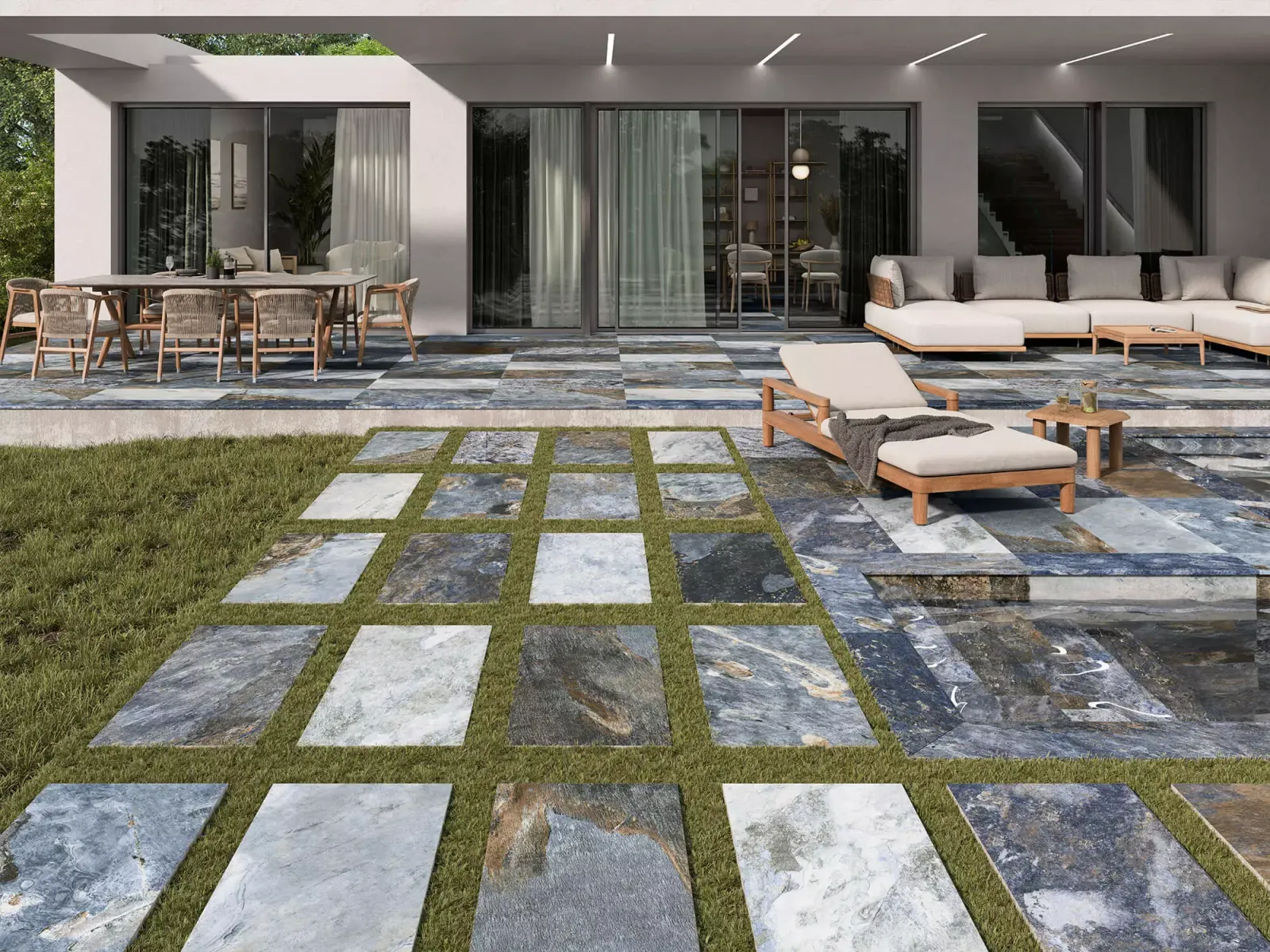 Achat de carrelage dalle sur plot 20mm Bali Blue en imitation Pierre de Bali à Hyères proche de Toulon dans le Var