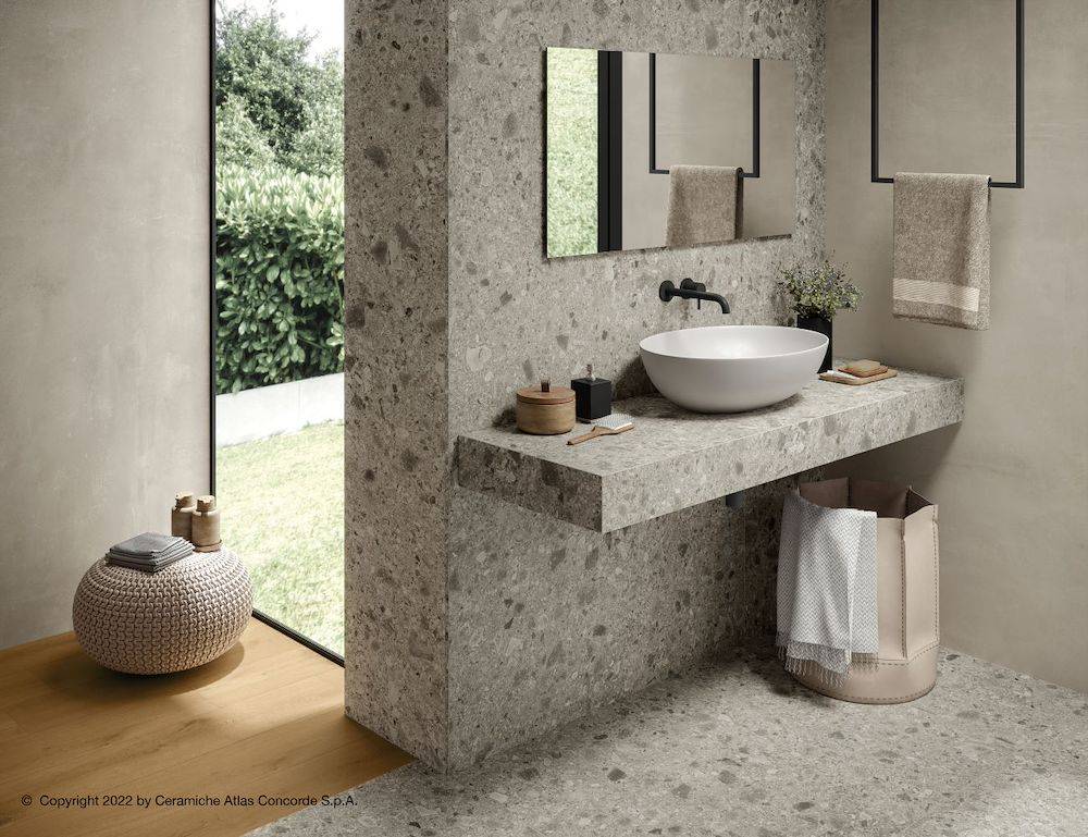 Carrelage intérieur R10 aspect pierre/terrazzo gamme Boost Mix à La Garde proche de Toulon dans le Var 