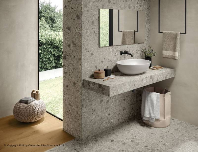 Carrelage intérieur R10 aspect pierre/terrazzo gamme Boost Mix à La Garde proche de Toulon dans le Var 